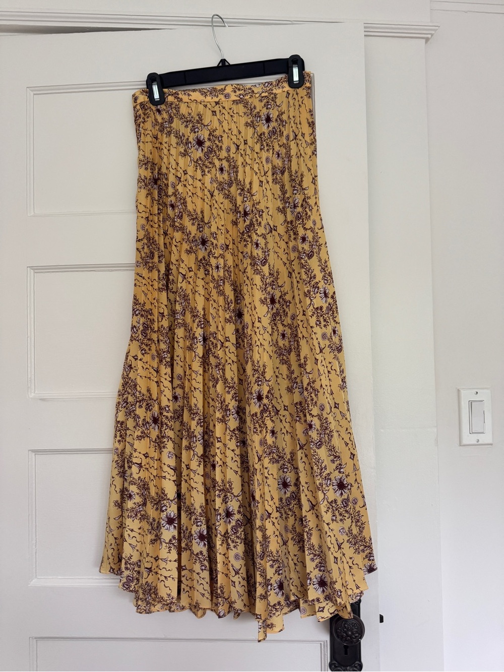 Sandro Yellow Floral Pleated Skirt